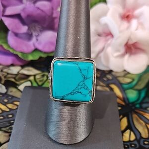Turquoise Square Shaped Ring - Size 9 1/4